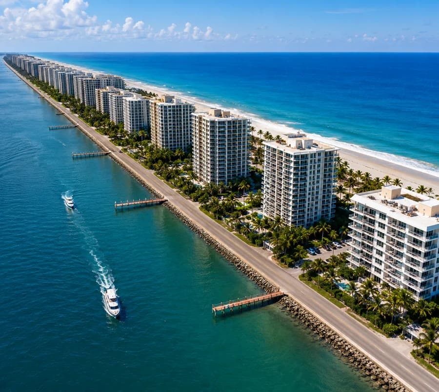 Singer Island aerial view with ocean and Intracoastal